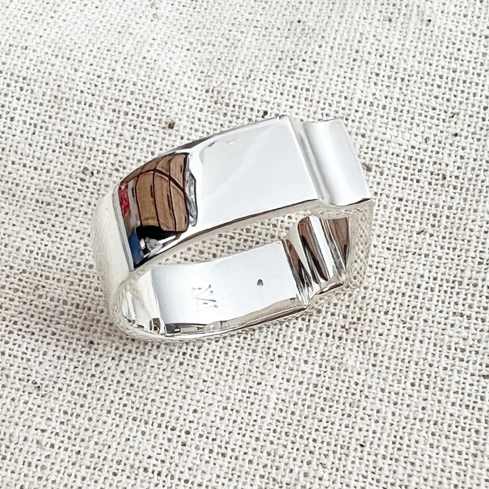 MONICA VINADER Signature Wide Silver Diamond Ring 4.5 - Picture 10 of 10